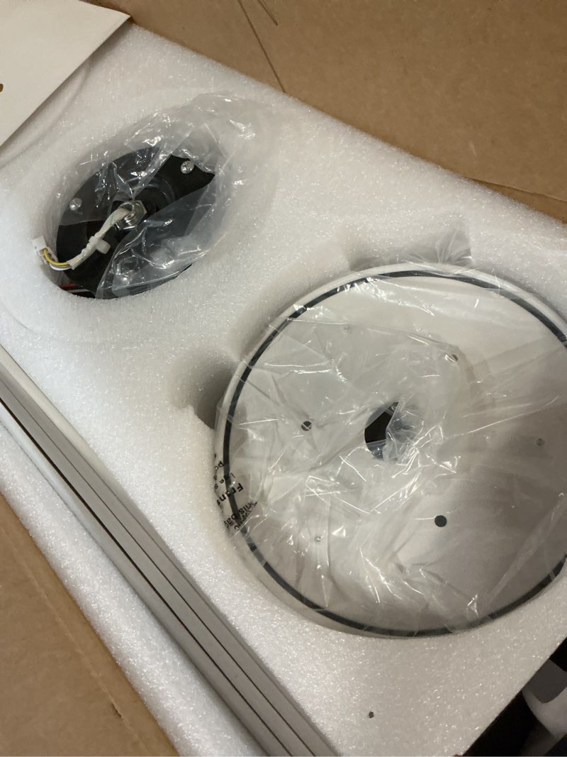 Condition photo showing New/Like New for ceiling fans with lights, 60 inch low profile ceiling fan with light and remote control, flush mount, reversible, 3cct, dimmable led, quiet, white ceiling fan for bedroom, living room white 60 inch