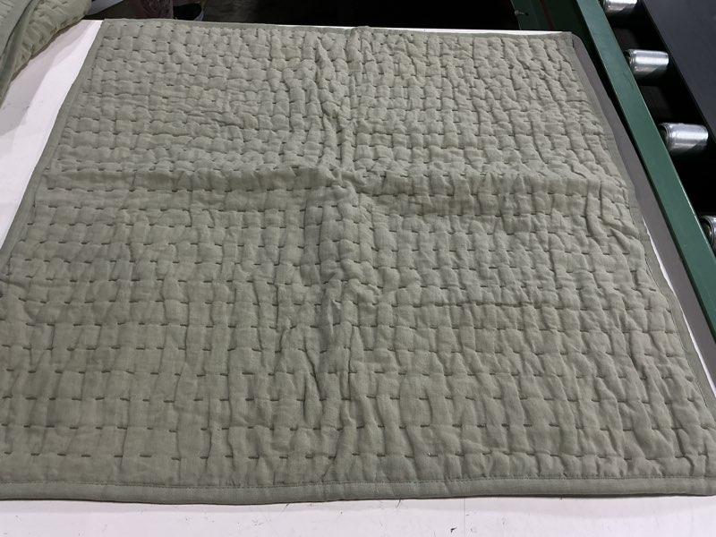 Condition photo showing Good Condition for quince european linen cotton stitch quilted euro sham willowleaf 26x26