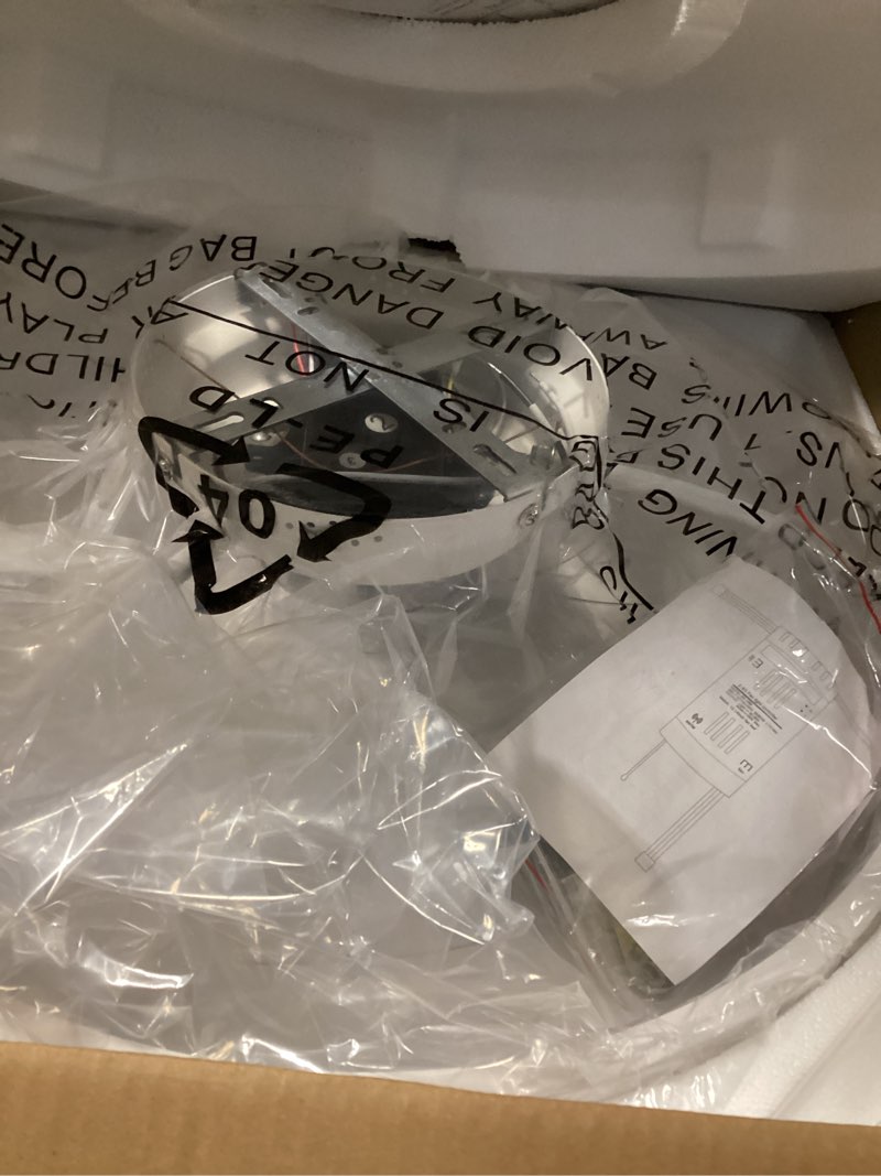 Condition photo showing Good Condition for VOLISUN Low Profile Ceiling Fans with Lights and Remote, 19.7in Fandelier Ceiling Fan Flush Mount, 3000K-6500K Smart Bladeless LED Fan Light, White Modern Ceiling Fans with Lights for Bedroom White 19.7 INCH