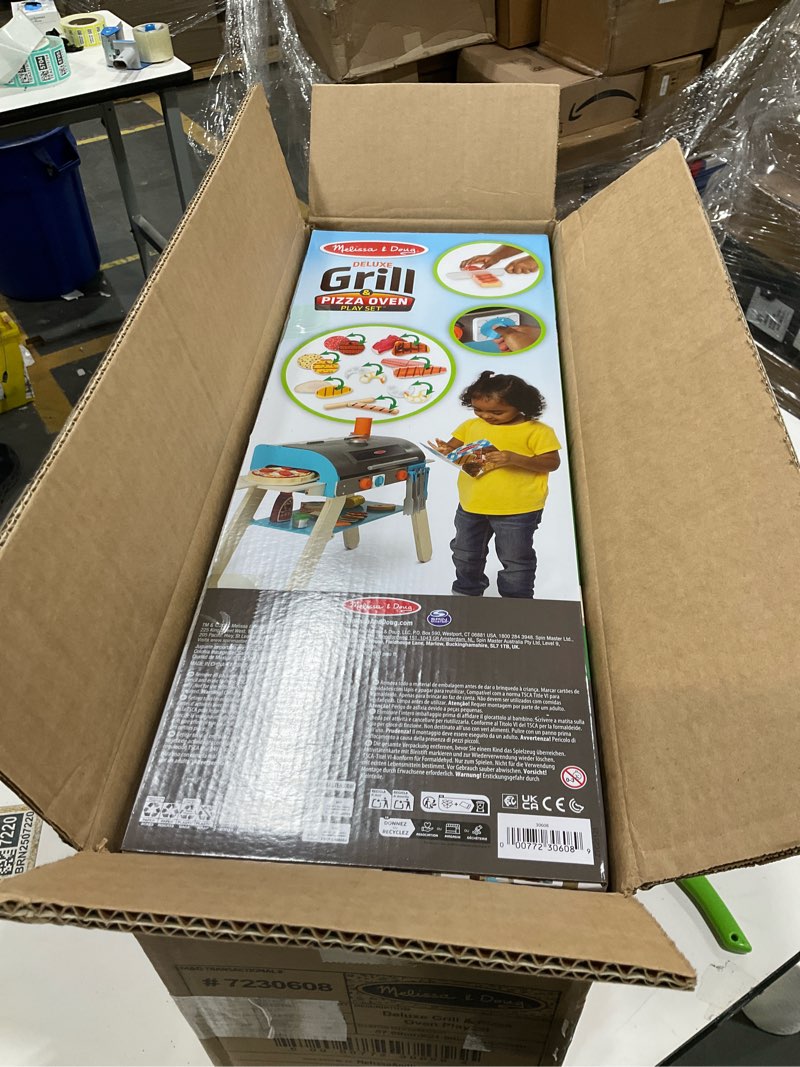 Condition photo showing Good Condition for Melissa & Doug Deluxe Wooden Barbecue Grill, Smoker & Pizza Oven, Toy Food & Kids Play Kitchen Accessories, Preschool Learning Toys for Girls & Boys 3+ - FSC Certified