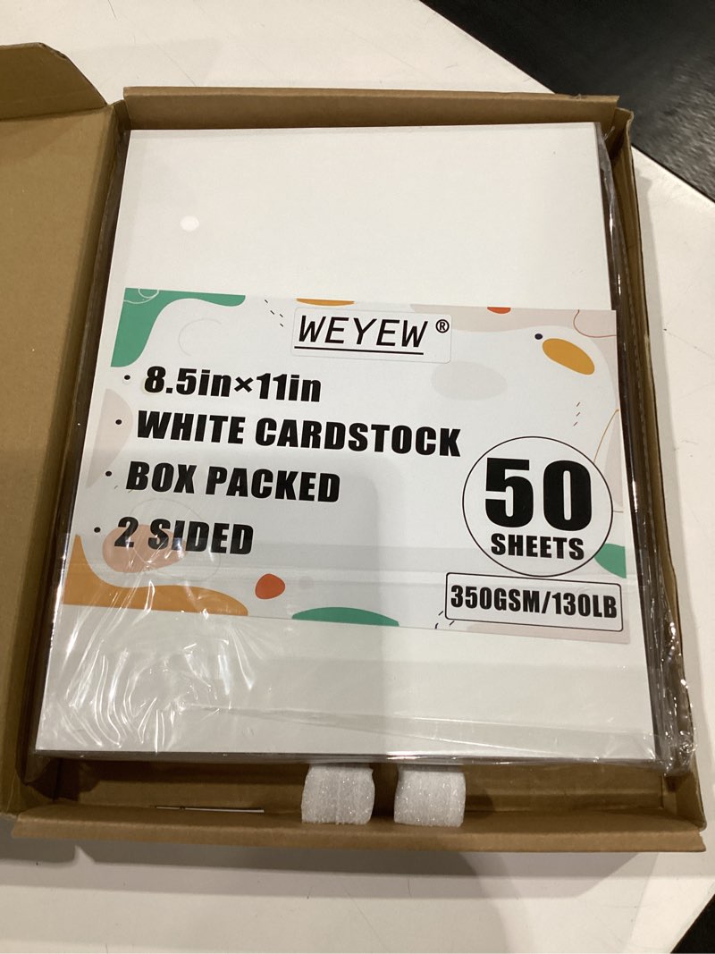 Condition photo showing New/Like New for 50 sheets 130lb white cardstock, 8.5" x 11", extra heavy duty bright white paper for card base diy craft card making, 130lb cover 350 gsm white 130lb-50sheets
