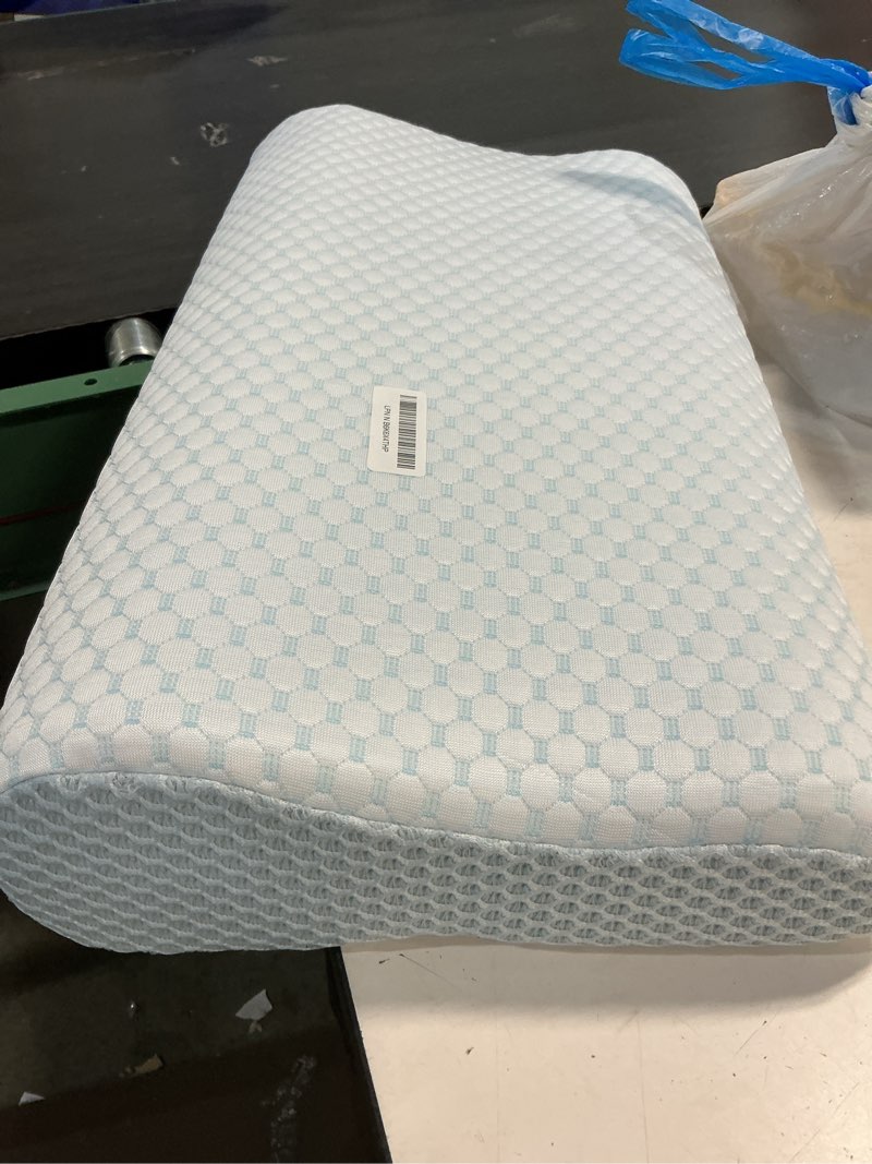 Condition photo showing Good Condition for cervical pillow for neck pain relief, contour memory foam pillows for sleeping, odorless ergonomic pillow adjustable orthopedic cooling pillow bed pillow neck support for side back stomach sleepers blue