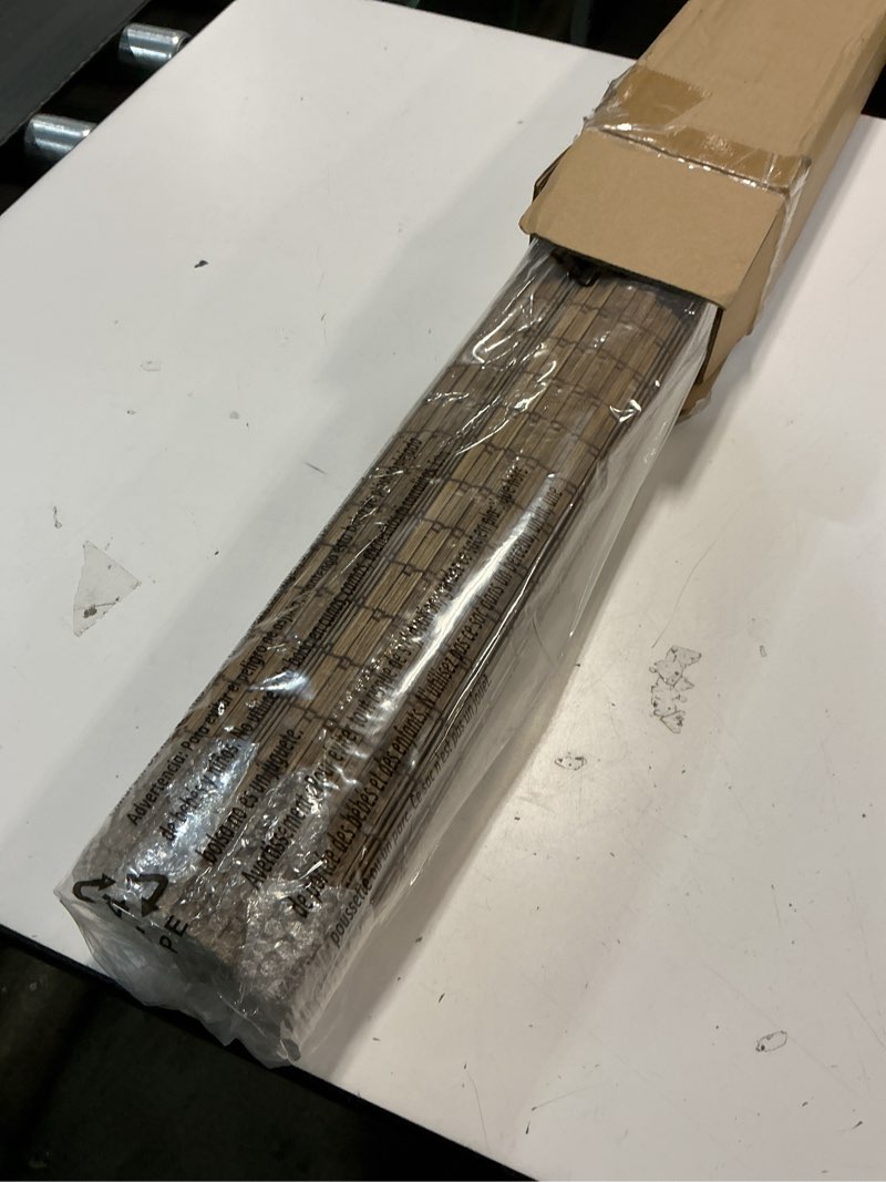 Condition photo showing Good Condition for lazblinds cordless bamboo roman shades, privacy blinds for interior windows, room darkening roll up bamboo blinds for home & patio, 20" w x 64" h, highfield teak pricacy - highfield teak 20" w x 64" h