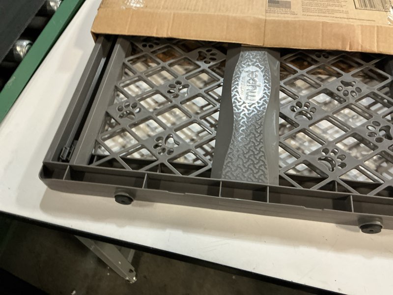 Condition photo showing Good Condition for mypet north states paws portable pet gate: 26-40" wide. pressure mount. no tools needed. made in usa, 23" tall, expandable, durable dog gates for doorways, fieldstone gray