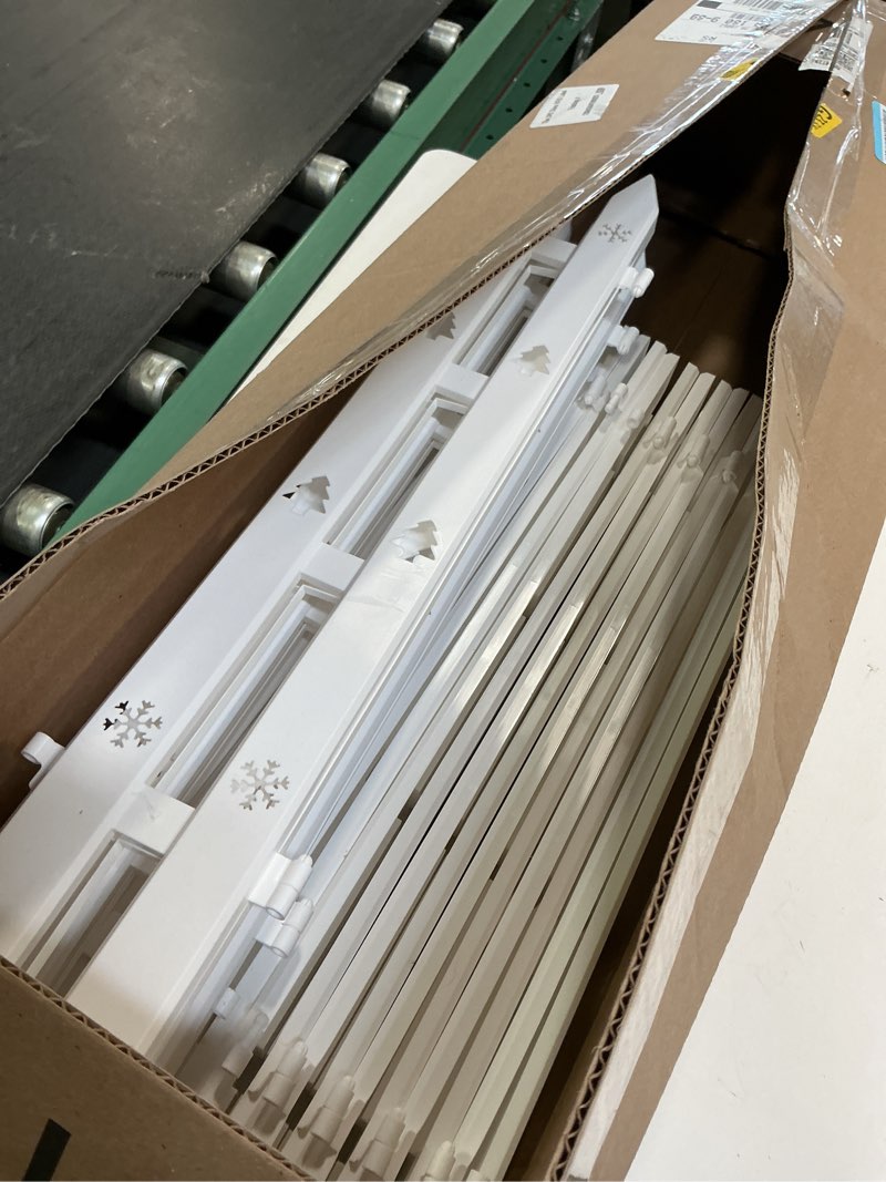 Condition photo showing Good Condition for Christmas Tree Fences White Picket Fence Border Mini Plastic Decorative Fences Christmas Tree Barrier for Dogs Kids Home Wedding Fairy Garden Party