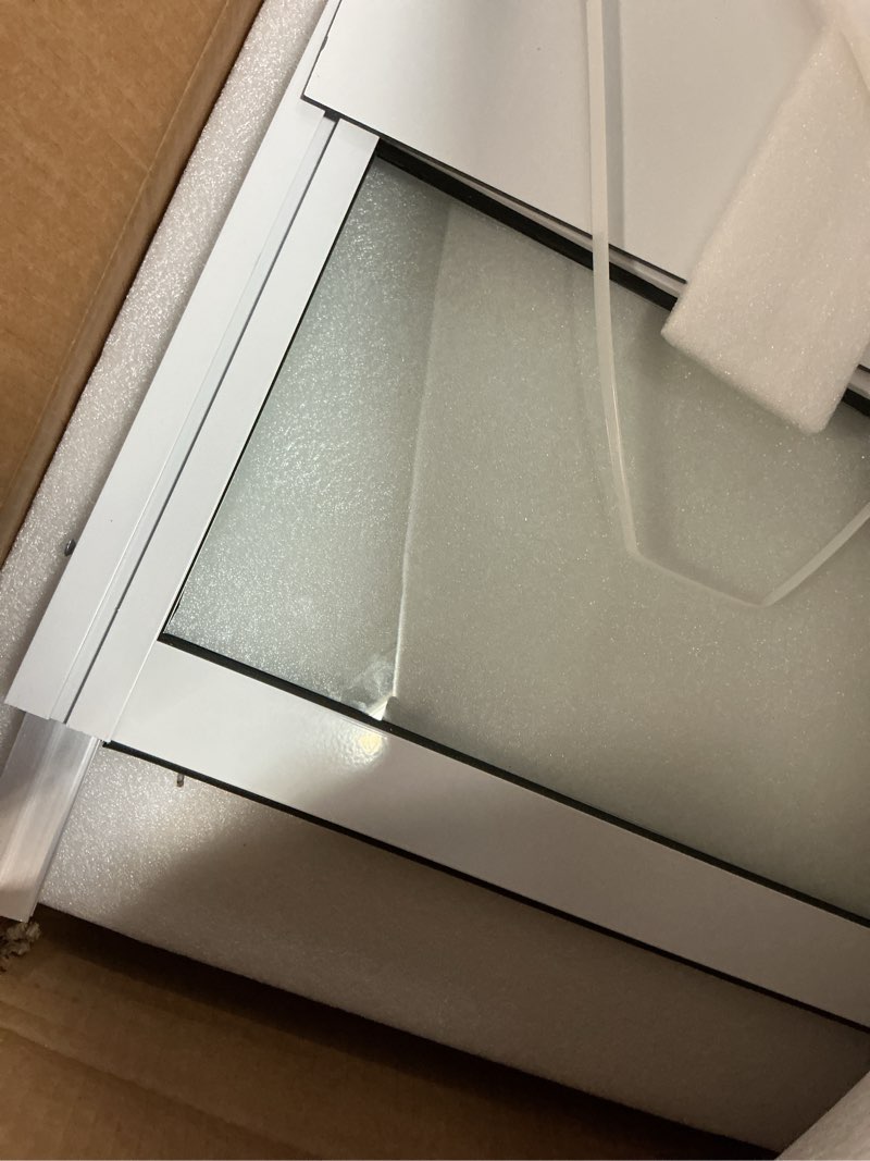 Condition photo showing New/Like New for xlarge dog door for sliding glass doors, adjustable 75.39" to 81.3" slider height, extra large dog door for sliding glass door, all-metal framed & lockable panel