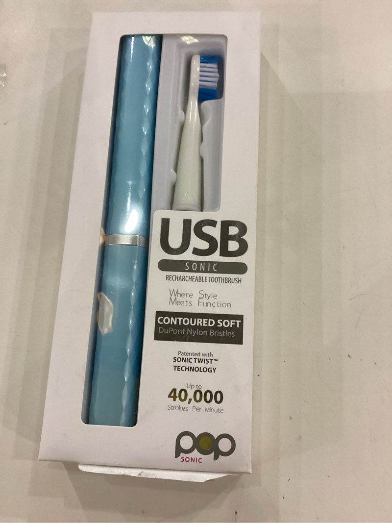 Pop Sonic USB Charge Anywhere Toothbrush (Hawaiian Blue) | Rechargeable Toothbrush w/Up to 40,000 Br