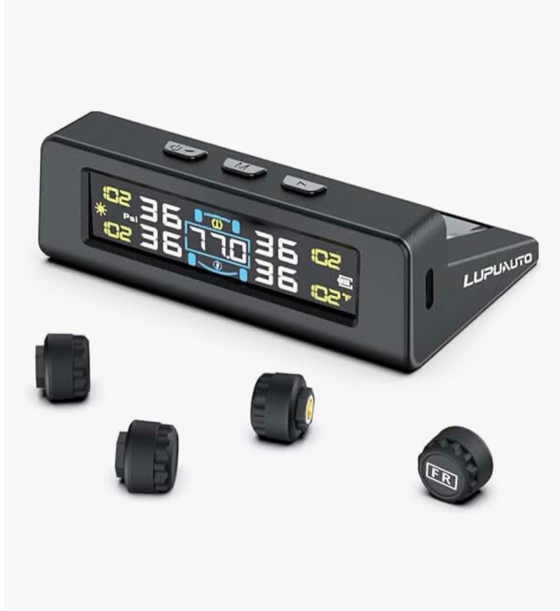 RV Tire Pressure Monitoring System, Wireless TPMS with 4 Sensors & 6 Alarm Modes, Real-time Tire Pre