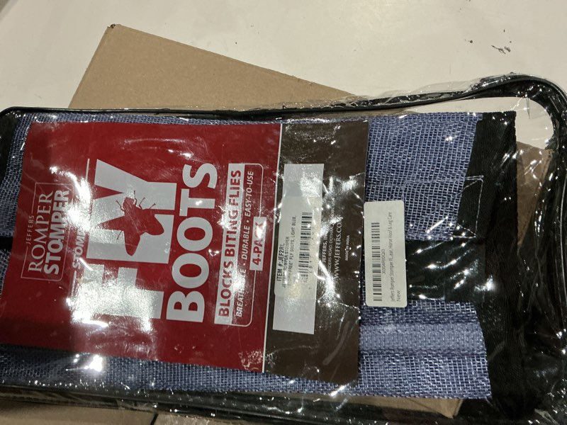 Condition photo showing Good Condition for jeffers romper stomper fly boots for horses - grey, large – breathable mesh leg wraps for insect protection, stable accessories for summer turnout, ride gear, horse hoof & leg care - 4 pack light blue small