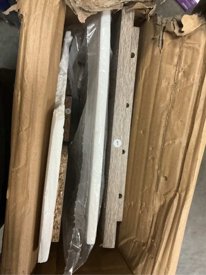 Condition photo showing As Is for Safdie & Co. - Dark Taupe Console Table with Shelf, Rectangle Hallway Table with Drawers, Use As Doorway Table, Hallway Desk, or Accent Furniture for Decorating Foyer, 40 x 12 x 30 Inches