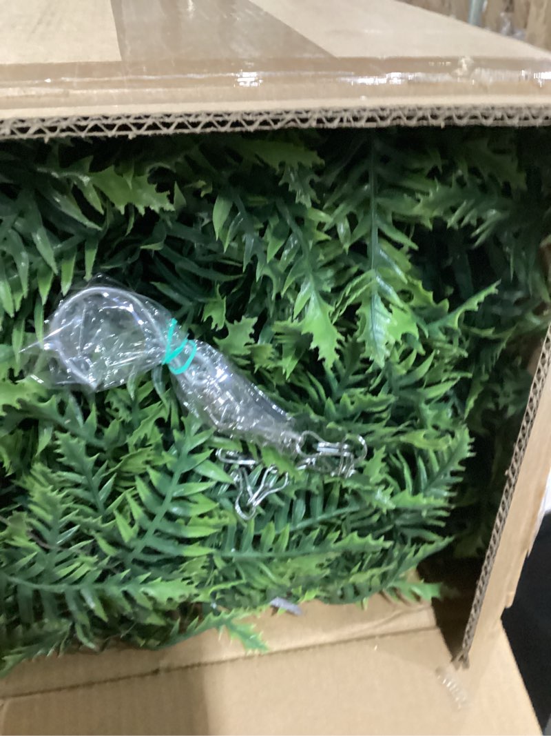 Condition photo showing New/Like New for QIANYUN Artificial Hanging Boston Ferns – 2 Pack Large Faux Fern Bushes, UV Resistant Outdoor Hanging Plants for Front Porch, Patio, and Indoor Décor Green