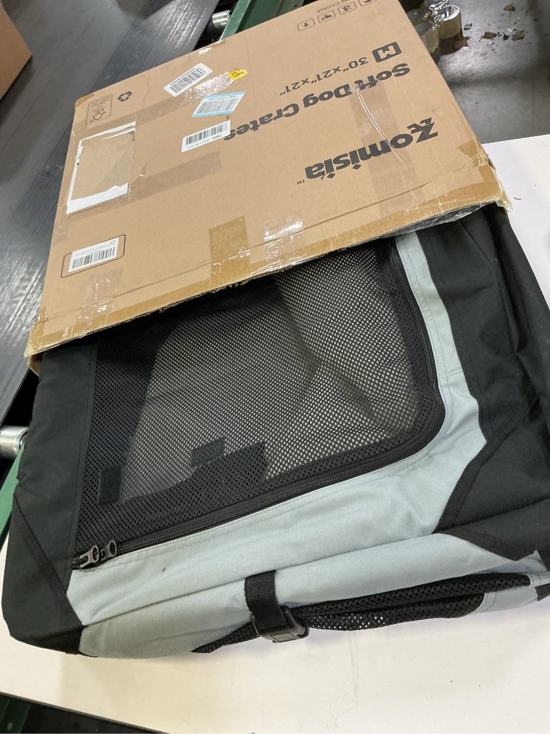 Condition photo showing Good Condition for Collapsible Dog Crate for Medium Dogs - 30 Inch Portable Dog Travel Crate Soft Sided with Breathable Mesh Windows, Foldable Dog Kennel for Indoor and Outdoor, Grey 30.0"L x 21.0"W x 21.0"H Grey