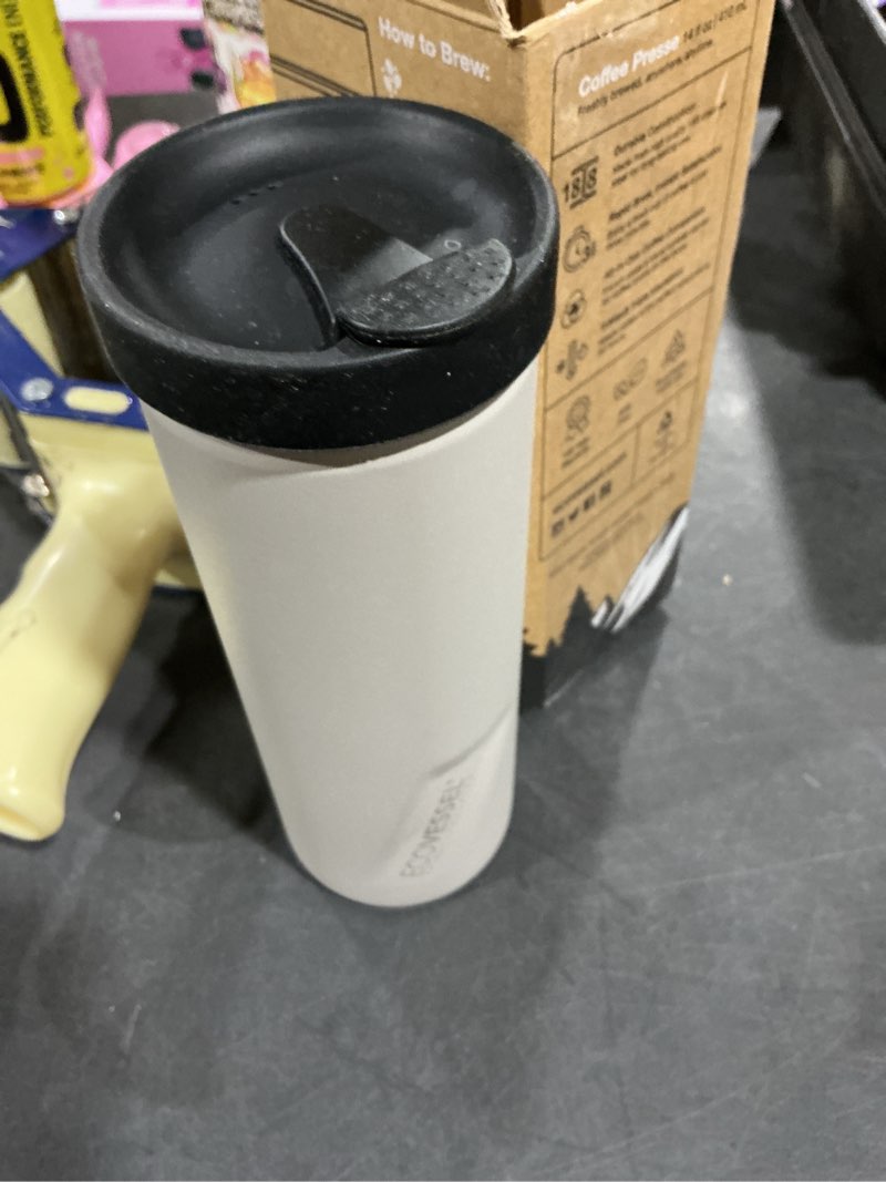 Condition photo showing Good Condition for EcoVessel Travel French Press, Portable Coffee Maker, Stainless Steel Insulated Coffee Press, Reusable Single Serve Bottle for On-The-Go Use, 14oz (Stone)