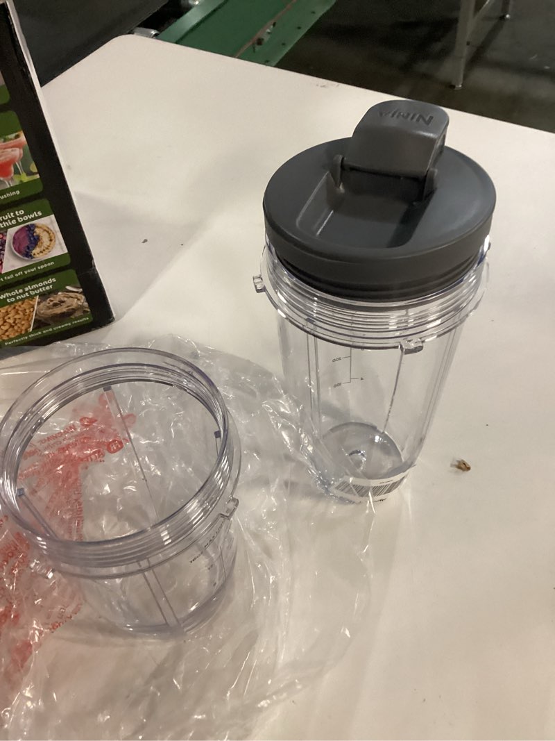 Condition photo showing As Is for (Only glasses) Ninja SS151 TWISTi Blender DUO, High-Speed 1600 WP Smoothie Maker & Nutrient Extractor* 5 Functions Smoothie, Spreads & More, smartTORQUE, 34-oz. Pitcher & (2) To-Go Cups, Gray 1400 Peak Watts