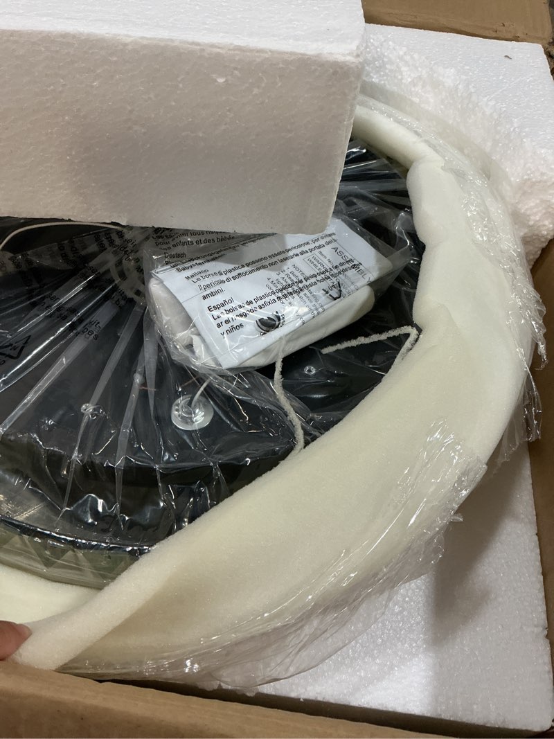 Condition photo showing Good Condition for large crystal ceiling light, 17.5" black k9 crystal flush mount ceiling light, 4-light round luxury light fixture for dining room, bedroom, hotel, living room, xdd007-4-bk black-flush 17.5 inch