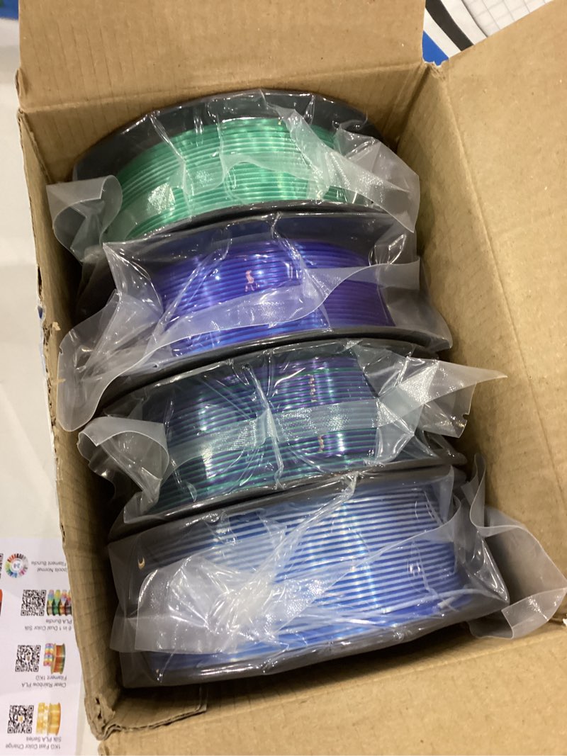 MIKA3D Dual Color Silk PLA 1.75mm Printer Filament Bundle, 2 Color in 1 PLA 4 Spools Pack, Silk Whit
