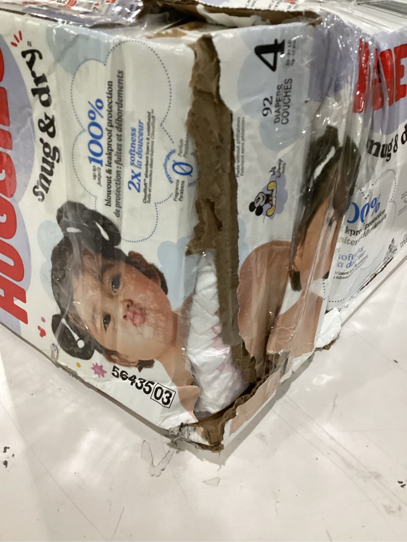 Condition photo showing Good Condition for Huggies Size 4 Diapers, Snug & Dry Baby Diapers, Size 4 (22-37 lbs), 92 Count, Packaging May Vary Size 4 92