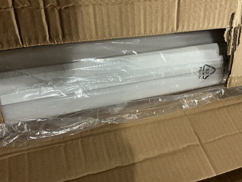 Condition photo showing As Is for ANTLUX 110W 8FT LED Wraparound Ultra Slim Strip Lights, 12600LM, 5000K, 8 Foot LED Garage Shop Lights, Flush Mount Warehouse Office Ceiling Lighting Fixture, Fluorescent Tube Replacement, 2 Pack 5000K Daylight White