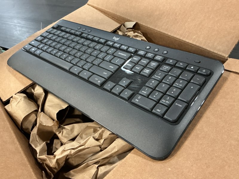 Condition photo showing As Is for logitech mk540 advanced wireless keyboard and mouse combo for windows, 2.4 ghz unifying usb-receiver, multimedia hotkeys, 3-year battery life, for pc, laptop 2024 model