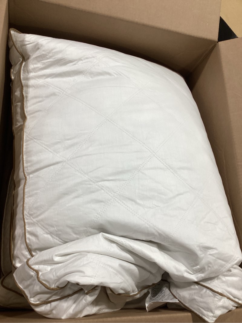 Condition photo showing As Is for puredown® goose feathers and down pillow for sleeping hotel collection bed pillows, gusseted, queen, set of 2 gusseted style 1 queen (pack of 2)