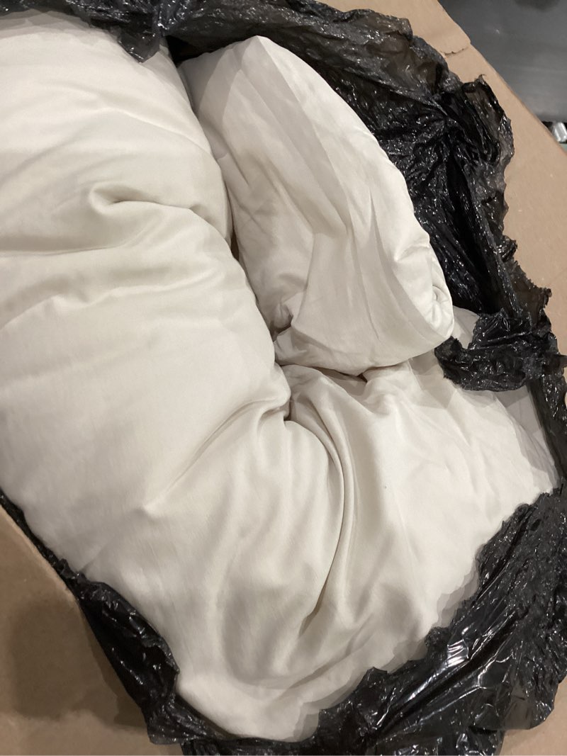 Condition photo showing As Is for bedsure oversized king comforter set, beige soft prewashed bedding for all seasons, 3 pieces gentlesoft™ bed set, 1 lightweight comforter (120"x98") and 2 pillowcases (20"x36") oversized king(120"x98") 01 - beige
