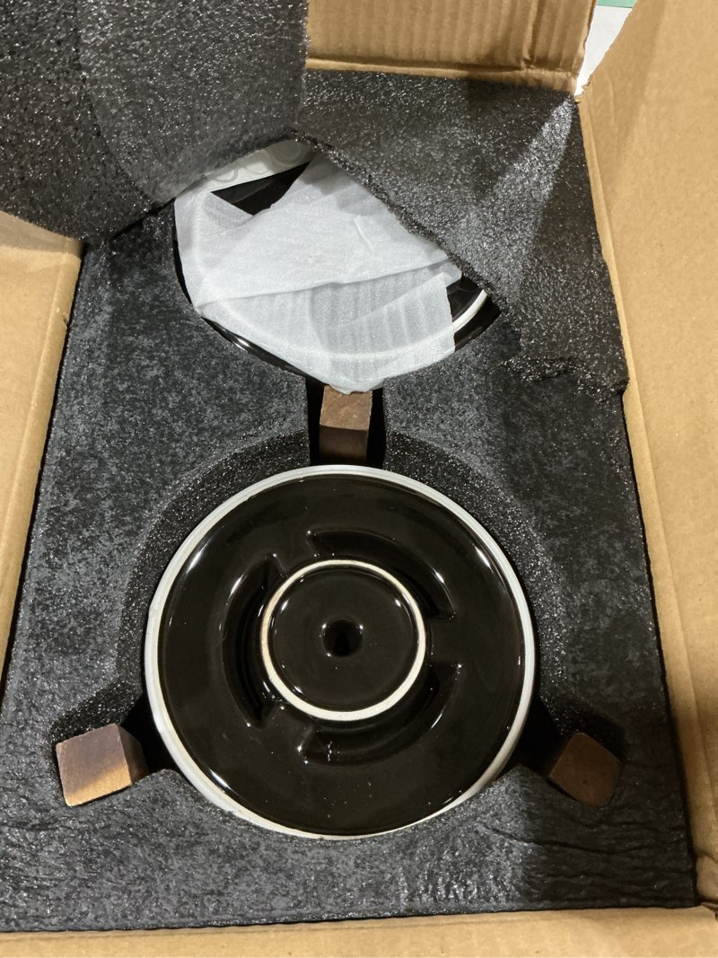Condition photo showing Good Condition for havniva 0.9 cup elevated slow feeder dog bowls, 6.1” dog slow feeding bowls + 6.1” ceramic dog water bowls set with acacia wood stand, dog food bowls puzzle feeder for small dogs non-slip anti-choking