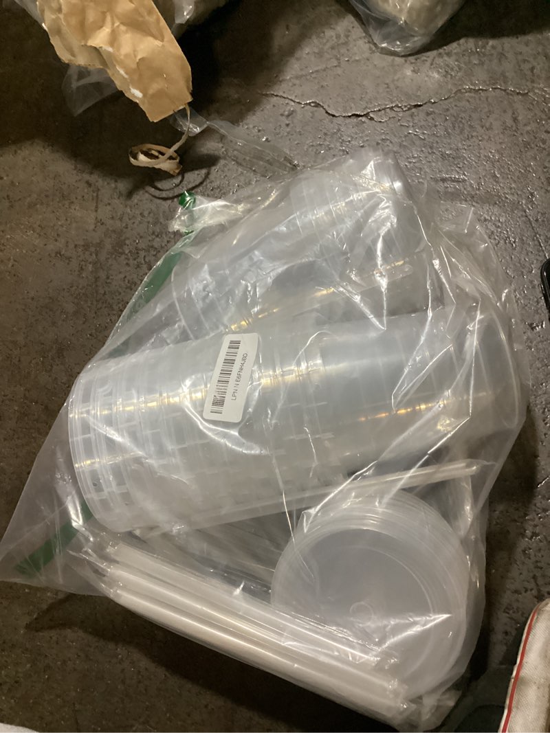 Condition photo showing New/Like New for qsqwsuye 15sets disposable plastic cup with lid and straw, 34 ounce reusable and suitable for outdoor travel beverage packaging pool party supplies beach party supplies picnic supplies 10 sets 34oz bucket cups