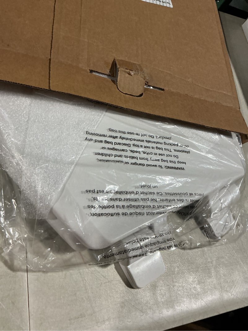 Condition photo showing As Is for centoco elongated toilet seat soft close, closed front with cover, molded wood, made in the usa, 900sc-001, white white elongated slow close / made in the usa