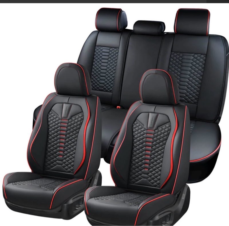 Coverado Seat Covers Full Set, Waterproof Nappa Leather Seat Covers for Cars, 5 Seats Universal Car 