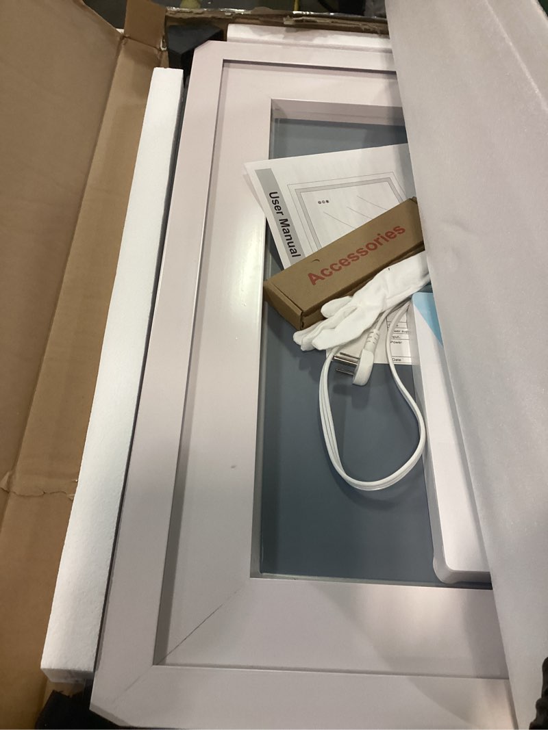 Condition photo showing Good Condition for LOAAO 20X28 LED Bathroom Mirror with Lights, Anti-Fog, Dimmable, Backlit + Front Lit, Lighted Bathroom Vanity Mirror for Wall, Memory Function, Tempered Glass, Shatter-Proof, ETL Listed Led Bathroom Mirror (3 Light Modes) 28"L x 20"W