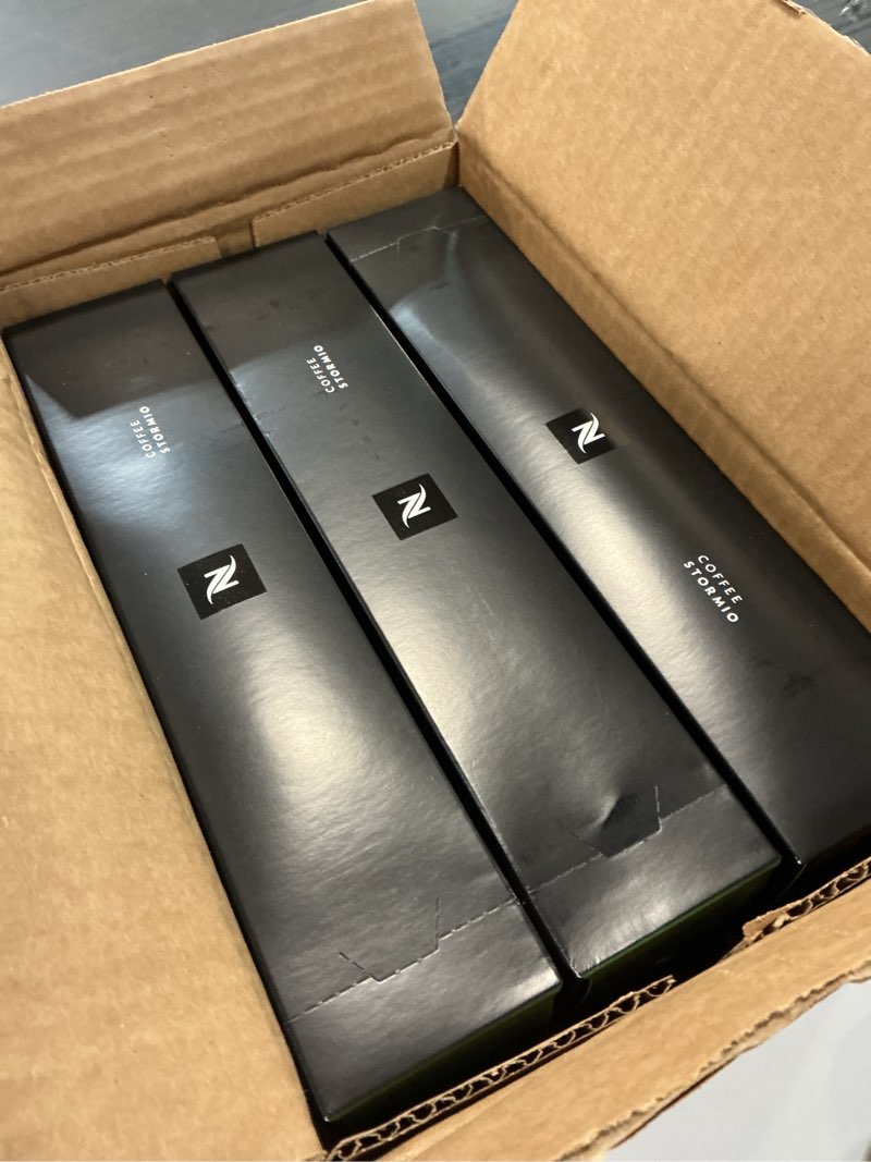 Condition photo showing Good Condition for (Best before 01/ 31 / 2026 )Nespresso Capsules Vertuo, Stormio, Dark Roast Coffee, 30-Count Coffee Pods, Brews 7.8oz. Stormio 30 Count (Pack of 1)