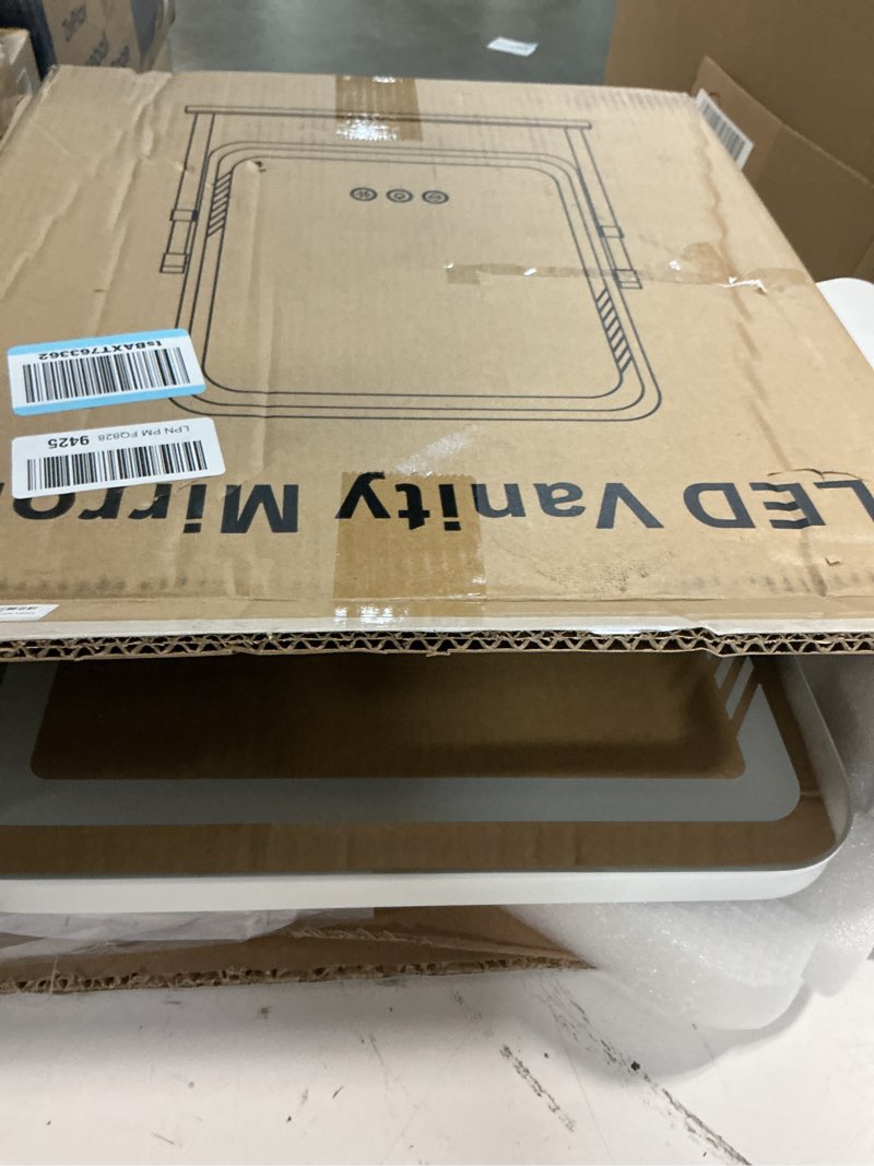 Condition photo showing Good Condition for kcavvi vanity mirror with lights, height-adjustable & 360° rotation, 1/10x magnification, three color lighting modes, makeup mirror smart touch control, large vanity desk mirror (17.5in,white) 17.5"l x 15.5"w