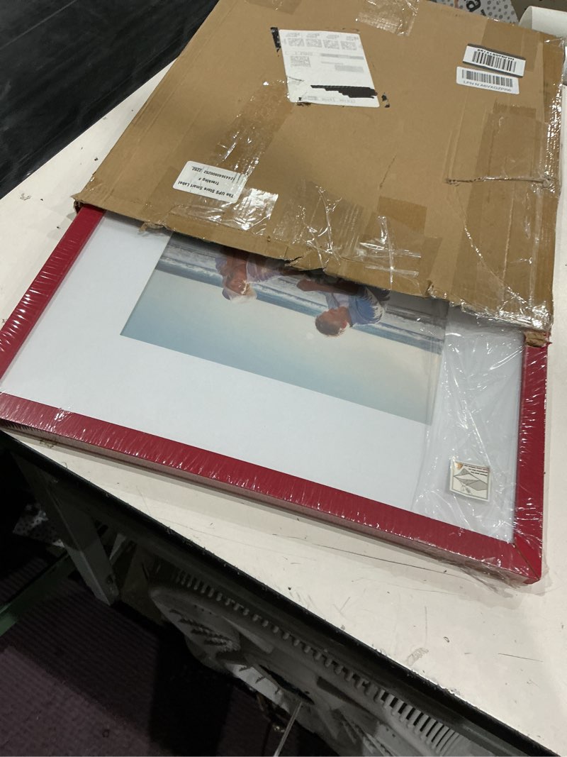 Condition photo showing As Is for decoruhome 16x20 picture frame, display pictures 11x14 with mat or 16x20 without mat, wall hanging poster frame, red, 1 pack red 16x20