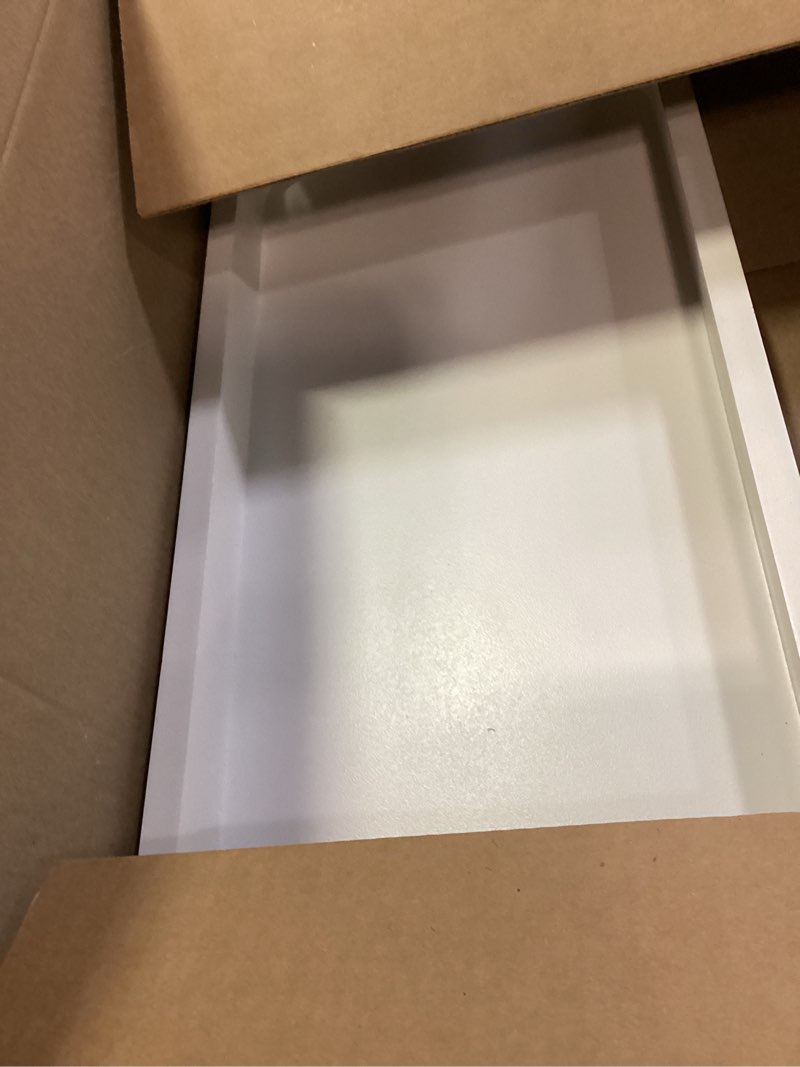 Condition photo showing Good Condition for kate and laurel farson modern decorative wood rectangle tray with handles; 10 x 24; white and gold; transitional rectangular tray for use as entryway tray decor or ottoman serving tray 9.9" x 24" x 2.4" white