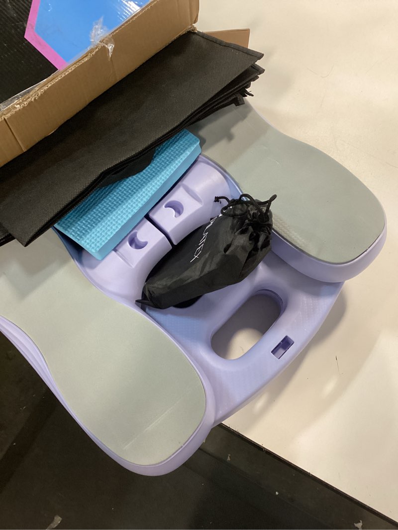 Condition photo showing As Is for Pilates Board Lite, Foldable Pilates Reformer Equipment & Travel Bag, 7-in-1 Multi-Purpose Portable Pilates Reformer Machine Home Pilates Kit for Home Workout, Fitness, Exercise, Abs Purple