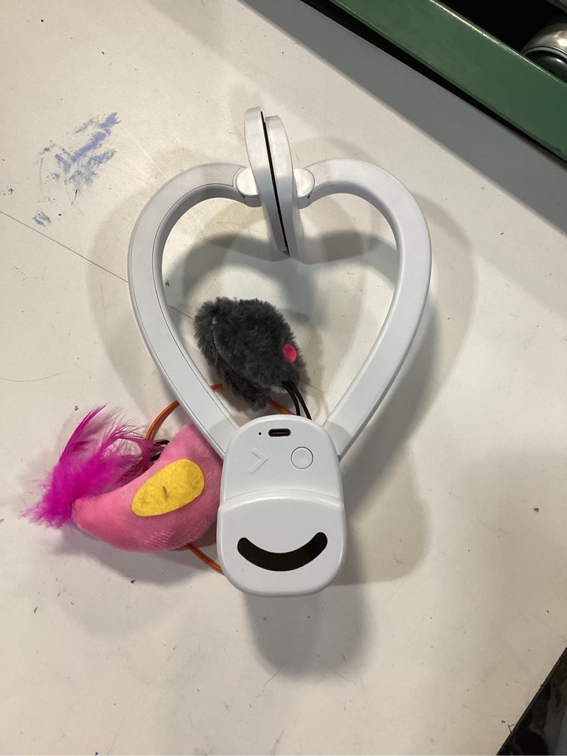 Condition photo showing New/Like New for Interactive Cat Toys for Indoor Cats: Automatic Flying Bird Feather Wand Chase Exercise Enrichment Stimulation, USB Rechargeable Durable Safe Hanging Toy for Bored Kittens Adult Multi Cat Households White