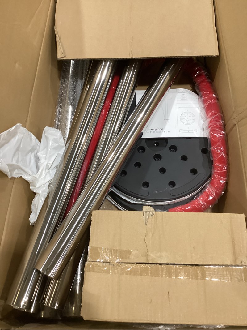 Condition photo showing Good Condition for 6 pcs stainless steel stanchion posts, 5 ft red carpet ropes & poles crowd control barriers, hollow base with stainless steel post, red carpet runner poles for party, event, wedding