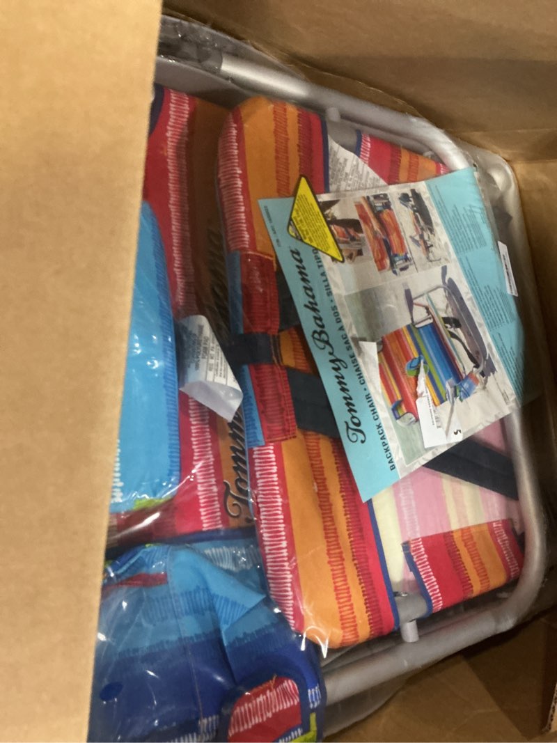 Condition photo showing New/Like New for tommy bahama 2016 backpack cooler chair with storage pouch and towel bar 24 inches (w) x 27 inches (l) x 2 inches (h) floral