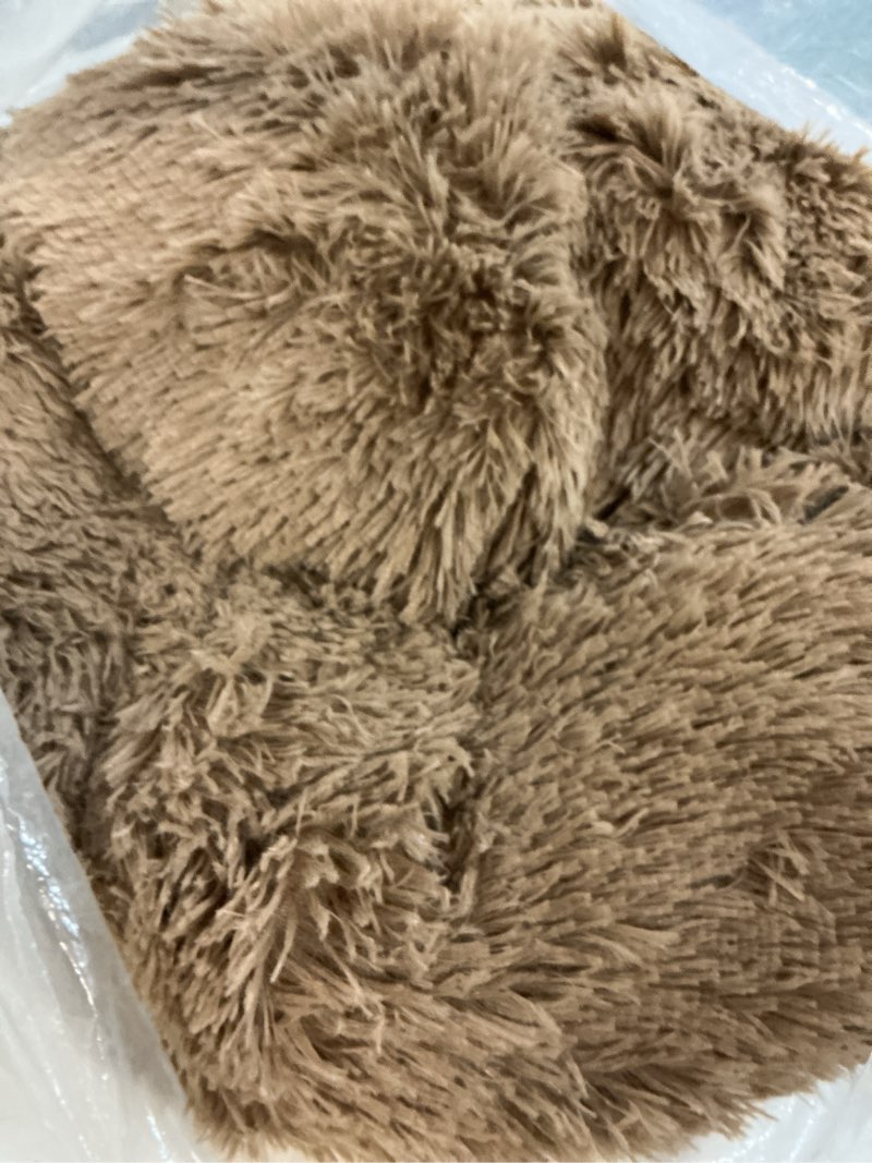Condition photo showing Good Condition for pet life ® 'nestler' high-grade soft ultra-plush quality sleep-inducing fur rounded cat and dog bed khaki large
