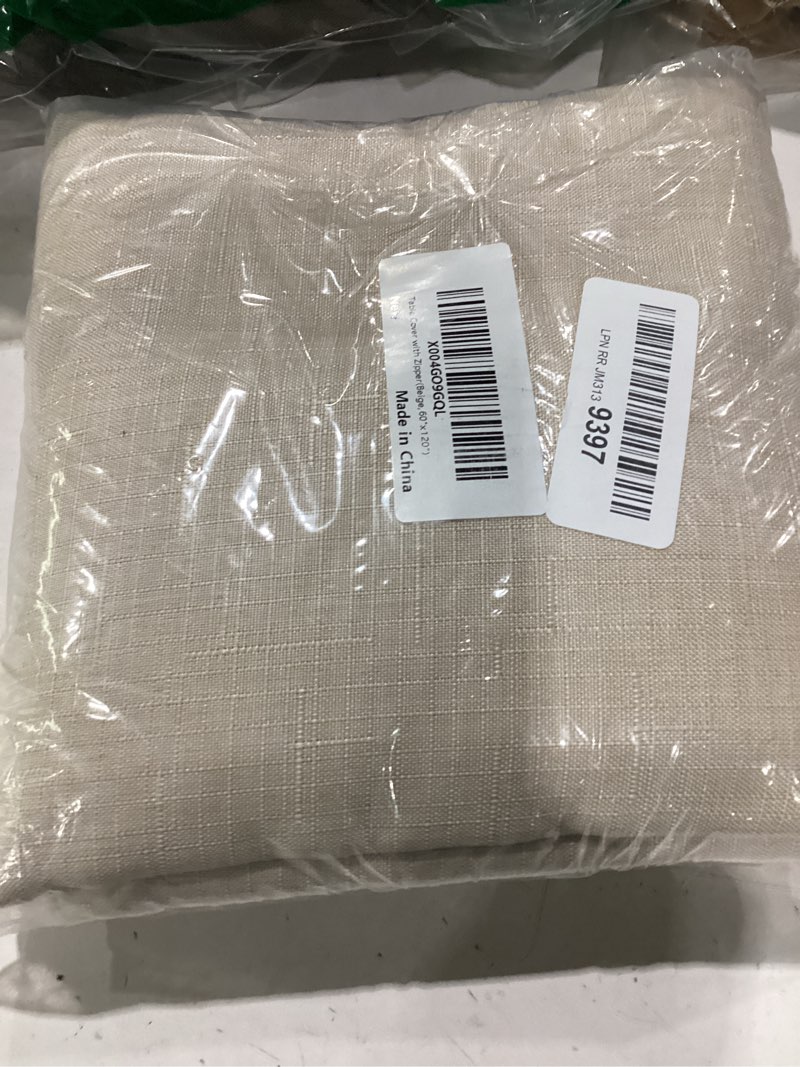 Condition photo showing New/Like New for lushvida outdoor tablecloth with umbrella hole - patio table cloth zippered rectangle 60x120 inch, beige linen-look polyester table cover water resistant for picnic outside beige 120" x 60" (rectangular)
