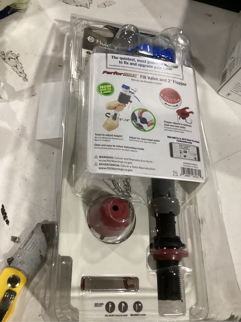 Condition photo showing Good Condition for fluidmaster performax universal high performance toilet fill valve and 2 in. flapper repair kit