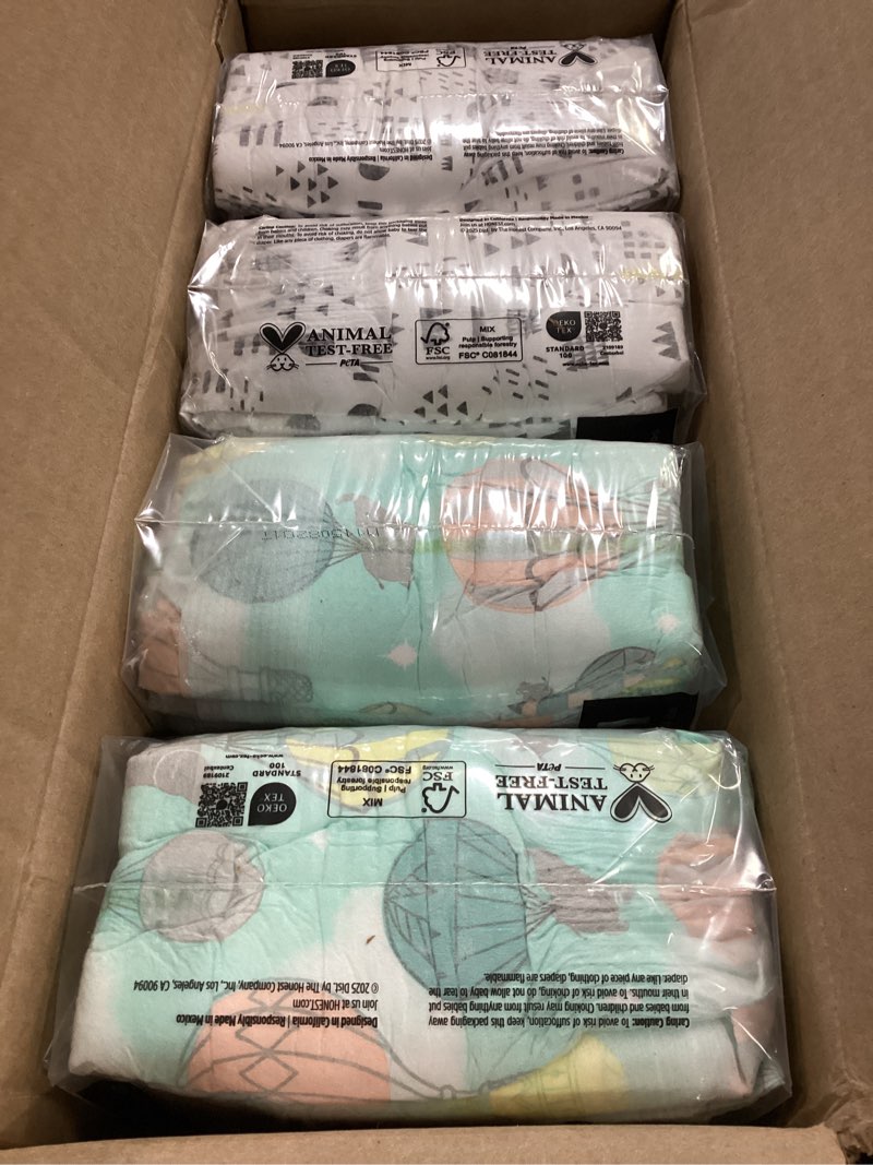 Condition photo showing New/Like New for The Honest Company Comfort Dry Disposable Diapers for Sensitive Skin, Hypoallergenic, Above It All + Pattern Play, Super Club Box Size 1 (8–14 lbs) 136 Size 1 (136 Count) Above It All + Pattern Play