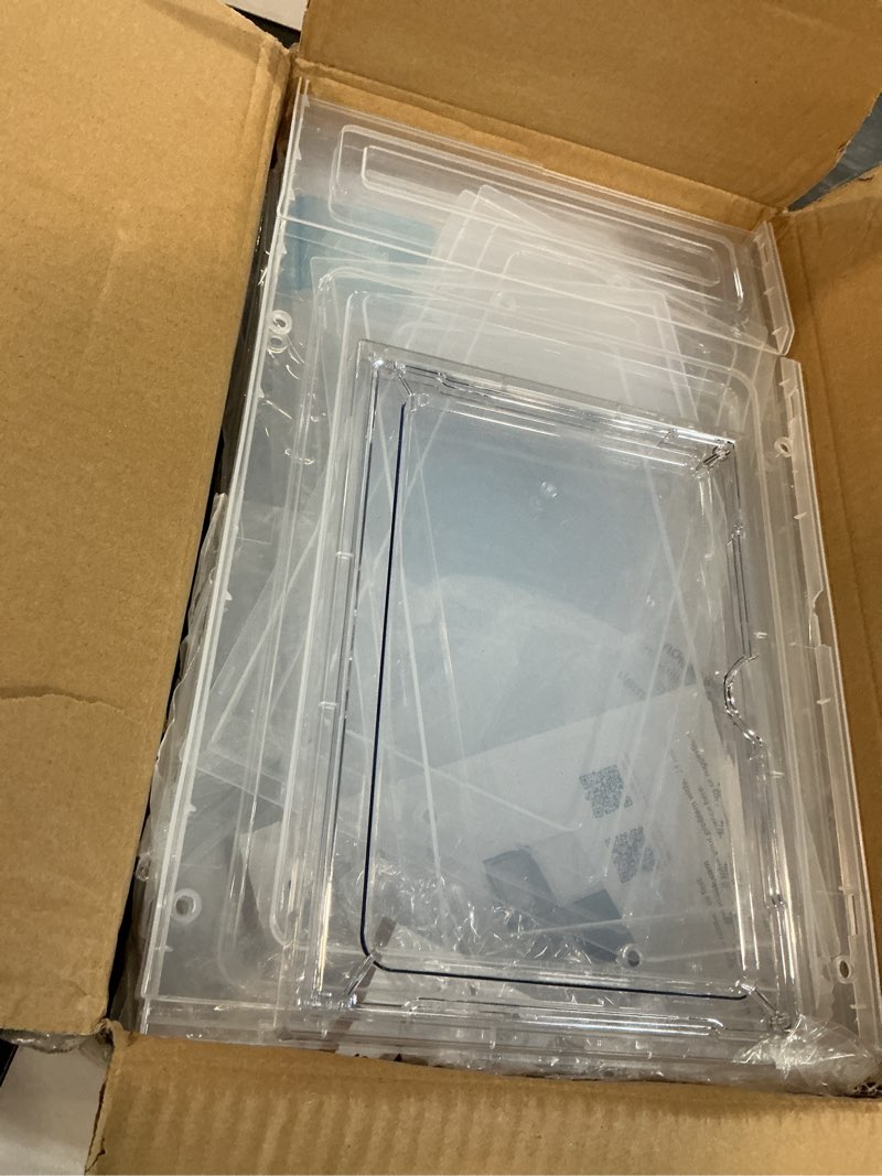 Condition photo showing Good Condition for attelite shoe box organizer,set of 6,stackable plastic shoe box with clear door, shoe storage box containers,for display sneakers,easy assembly,fit up to us size 12(13.4”x 10.6”x 7.4”) xl-6-pcs clear white