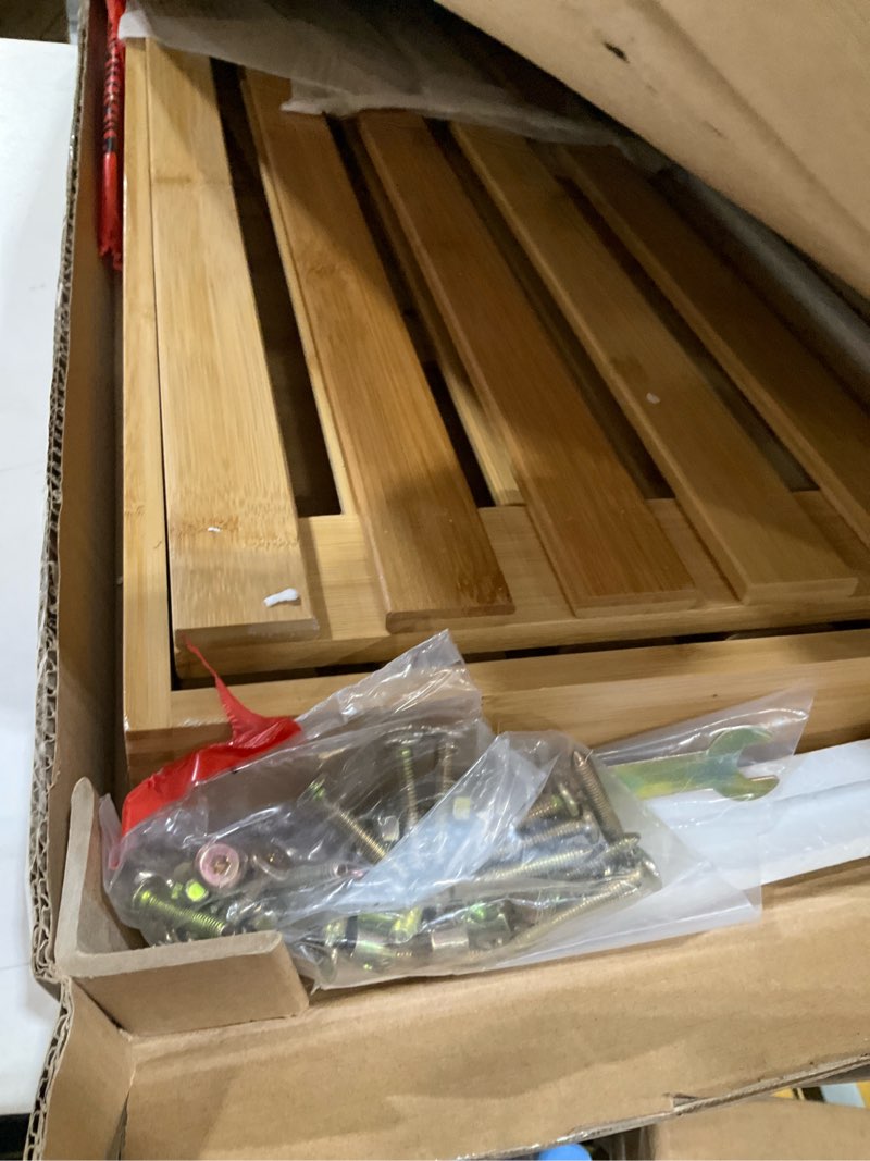 Condition photo showing Good Condition for SONGMICS Shoe Rack Bench, 3-Tier Bamboo Shoe Storage Organizer, Entryway Bench, Holds Up to 286 lb, 11.3 x 27.6 x 17.8 Inches, for Entryway Bathroom Bedroom, Natural ULBS04N 27.6"W Natural