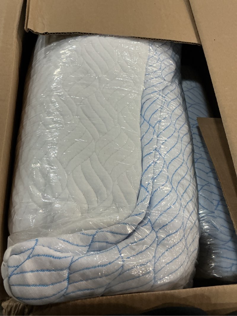 Condition photo showing Good Condition for cooling pillows queen size set of 2, memory foam pillows with zipper, adjustable firmness for sleeping cool cold pillow to hot, side, back and stomach sleepers, 2 pack, 20x30 cooling blue cover queen (pack of 2)