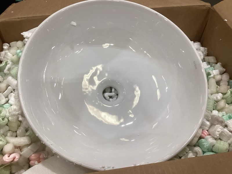 Condition photo showing As Is for lordear 13x13 small round bathroom vessel sink modern white above counter white porcelain ceramic vessel sink art basin vanity bowl sinks