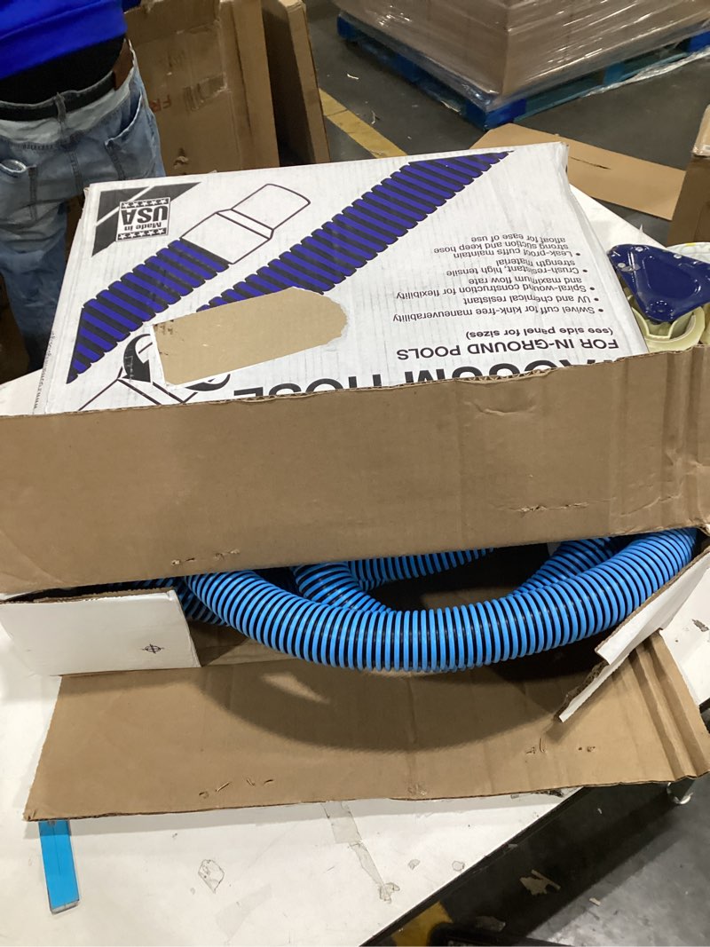 Condition photo showing As Is for Poolmaster Manual Pool Vacuum Hose, 35 Ft x 1-1/2” for Inground & Above Ground Pools, Not for Automatic Cleaners, Kink-Free, Heavy Duty Pool Cleaner Hose with Swivel Cuff – Made in USA