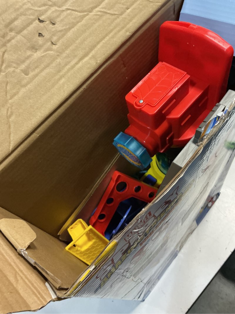 Condition photo showing As Is for spidey and his amazing friends web-spinners web-quarters, kids playset with action figure, vehicle, and accessories, marvel super hero toys, ages 3 and up, large (missing parts)