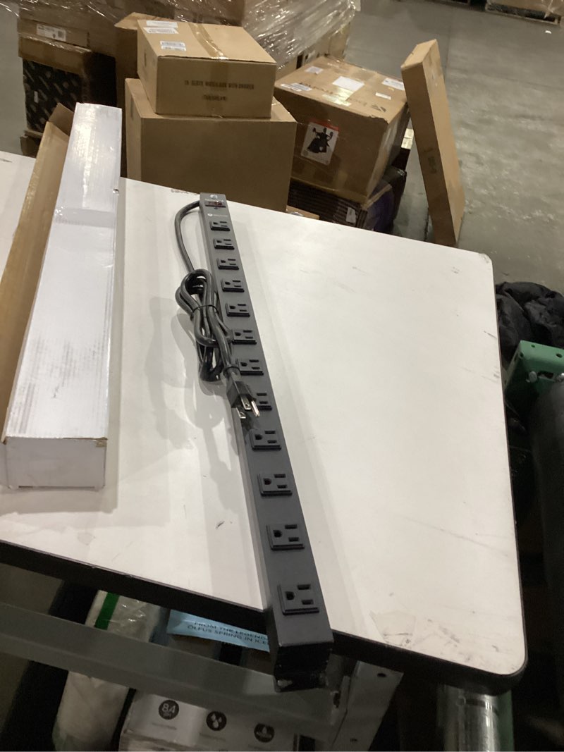 Condition photo showing New/Like New for 12 Outlet Surge Protector Metal Power Strip, 1800J Mountable Power Outlet, Heavy Duty Workshop Metal Power Strip for Commercial, Industrial, School and Home,15A 125V 1875W (6FT) 12 Outlet Black