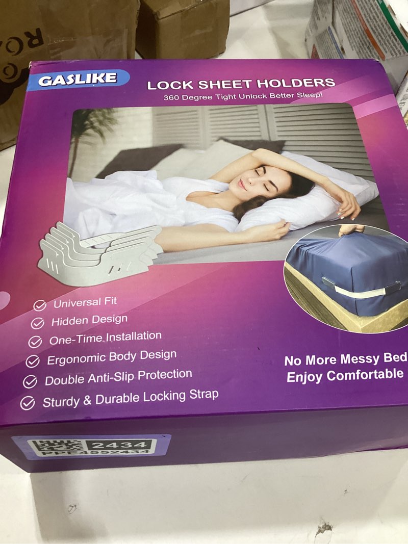 Condition photo showing New/Like New for GASLIKE Lock Bed Sheet Holders with Anti-Slip Pads for Corners, 4Pcs Secure Bed Sheets Firmly in Place, Heavy Duty Bed Sheet Holder Straps for No More Loose Sheets, Easy Installation for All Mattress White